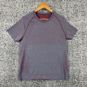Lululemon Shirt Mens Medium Red Gray Metal Vent Tech Short Sleeve Athletic M